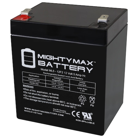 12V 5Ah F2 SLA Replacement Battery For CSB GH1250